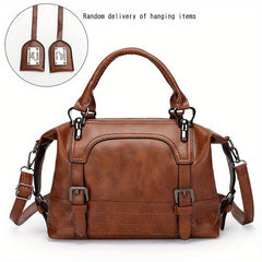 Vintage Boston Crossbody Bag Women's Faux Leather Shoulder Bag