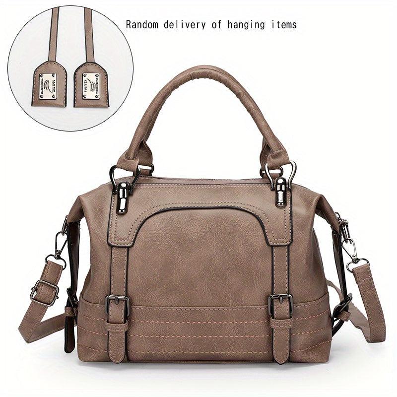 Vintage Boston Crossbody Bag Women's Faux Leather Shoulder Bag