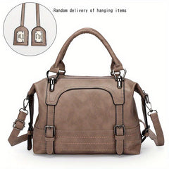 Vintage Boston Crossbody Bag Women's Faux Leather Shoulder Bag