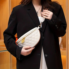 Quilted Crossbody Bag Leather Chest Bag for Women