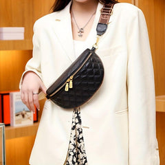 Quilted Crossbody Bag Leather Chest Bag for Women