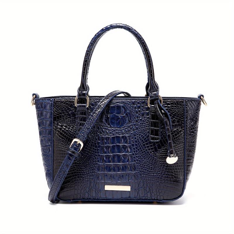 Crocodile Pattern Top Handle Crossbody Bag PU Leather Shoulder Bag