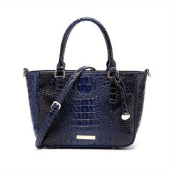 Crocodile Pattern Top Handle Crossbody Bag PU Leather Shoulder Bag