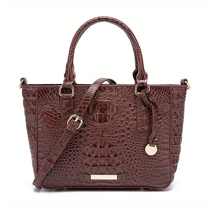 Crocodile Pattern Top Handle Crossbody Bag PU Leather Shoulder Bag