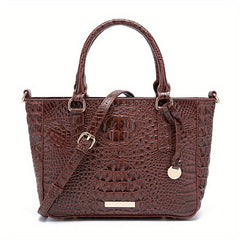 Crocodile Pattern Top Handle Crossbody Bag PU Leather Shoulder Bag