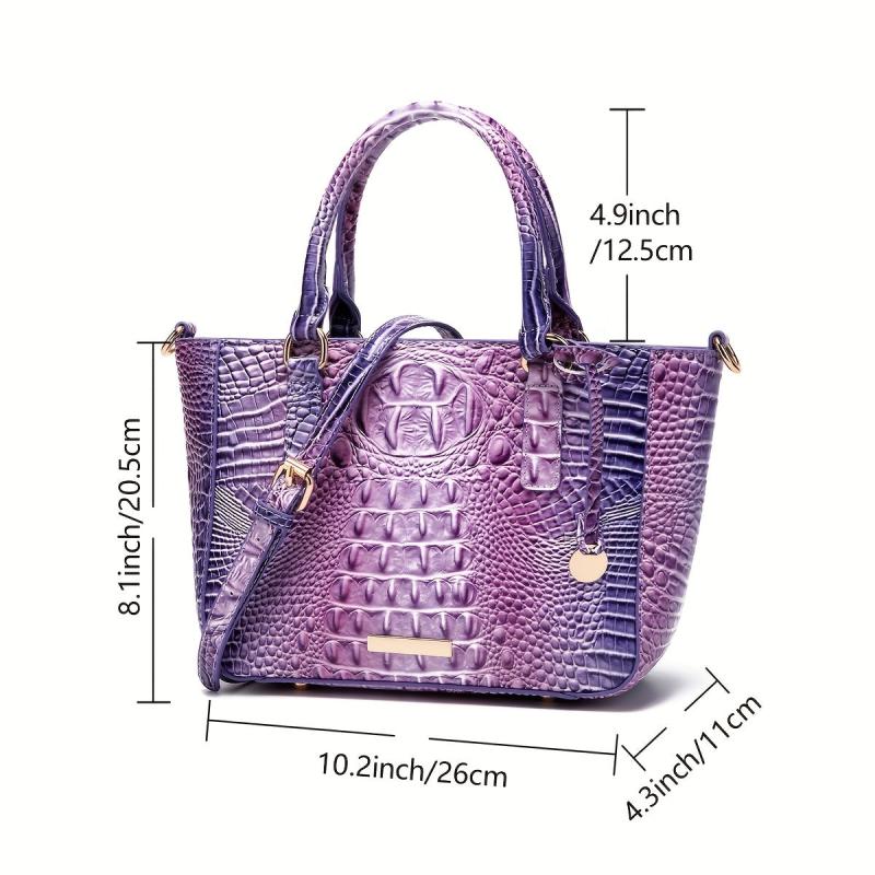 Crocodile Pattern Top Handle Crossbody Bag PU Leather Shoulder Bag