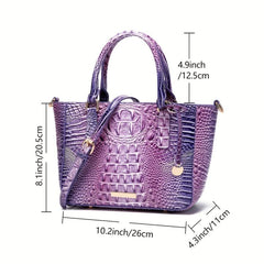 Crocodile Pattern Top Handle Crossbody Bag PU Leather Shoulder Bag