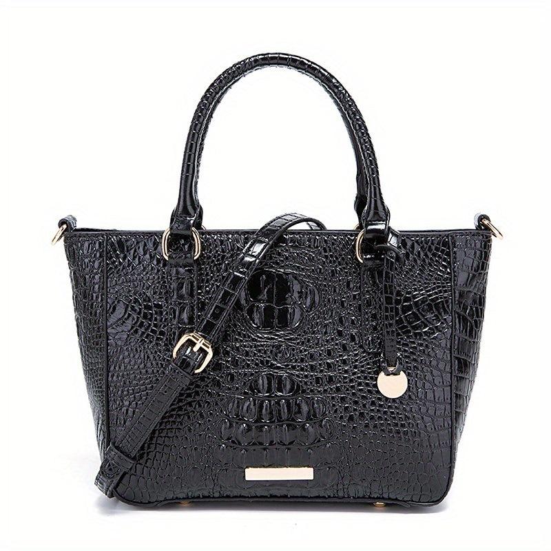 Crocodile Pattern Top Handle Crossbody Bag PU Leather Shoulder Bag