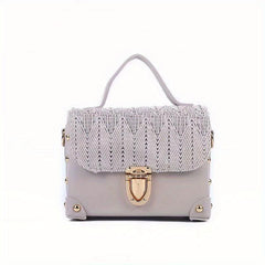 Braided Flap Crossbody Bag Square Shoulder Handbag For Travel & Beach