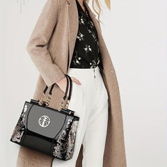 Sequin Flower Pattern Handbags Glossy Crossbody Bag