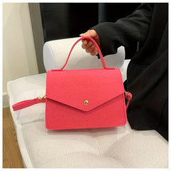 Minimalist Felt Shoulder Bag Solid Satchel Women's Crossbody Bag