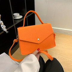 Minimalist Felt Shoulder Bag Solid Satchel Women's Crossbody Bag