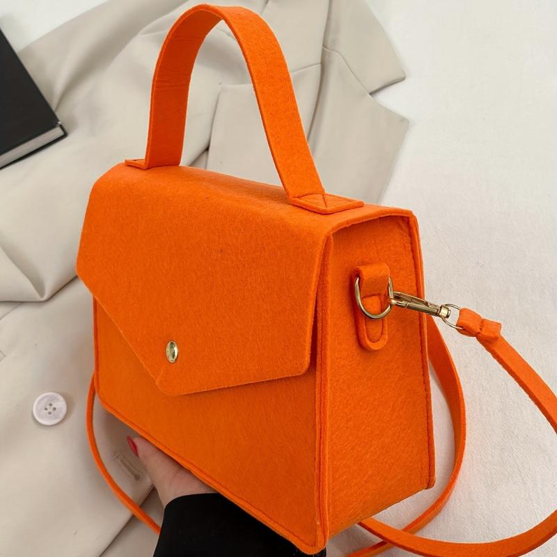 Minimalist Felt Shoulder Bag Solid Satchel Women's Crossbody Bag