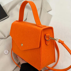 Minimalist Felt Shoulder Bag Solid Satchel Women's Crossbody Bag