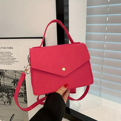 Minimalist Felt Shoulder Bag Solid Satchel Women's Crossbody Bag