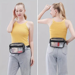 Transparent Waist Square Bag Zipper Cosmetic Fancy Pack
