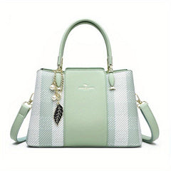 Shepherd Pattern Handbag PU Crossbody Bag Top Handle Satchel Purse