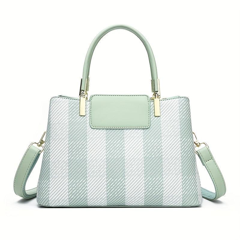 Shepherd Pattern Handbag PU Crossbody Bag Top Handle Satchel Purse