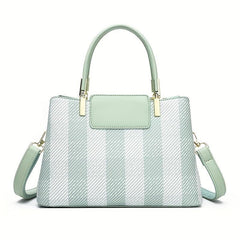 Shepherd Pattern Handbag PU Crossbody Bag Top Handle Satchel Purse