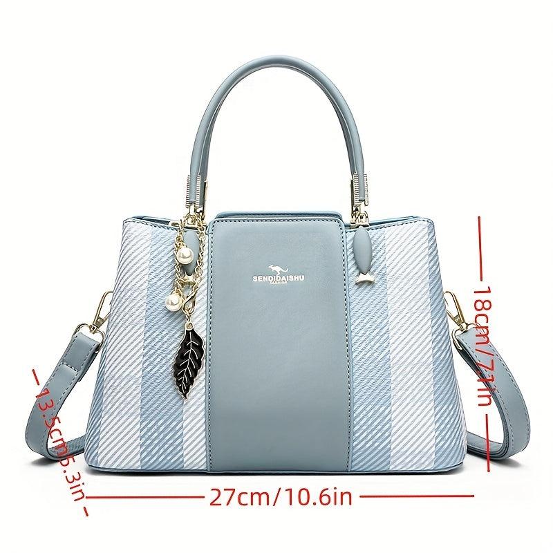 Shepherd Pattern Handbag PU Crossbody Bag Top Handle Satchel Purse
