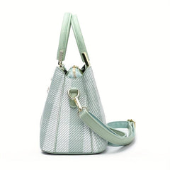 Shepherd Pattern Handbag PU Crossbody Bag Top Handle Satchel Purse