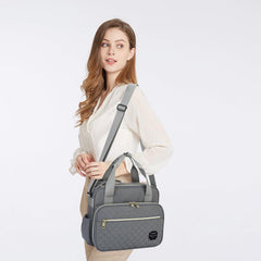 Portable Argyle Hand Diaper Bag Canvas Satchel Bag Shoulder Bag