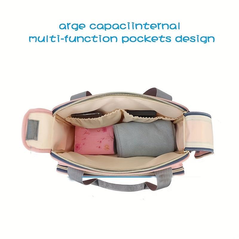 Portable Argyle Hand Diaper Bag Canvas Satchel Bag Shoulder Bag