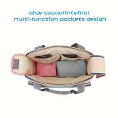Portable Argyle Hand Diaper Bag Canvas Satchel Bag Shoulder Bag