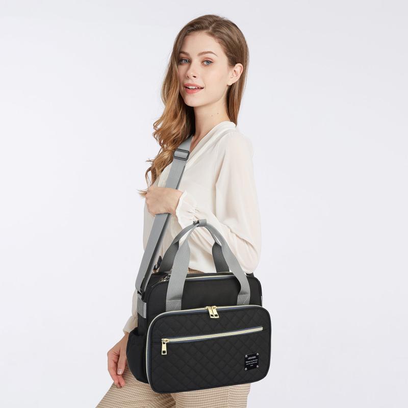 Portable Argyle Hand Diaper Bag Canvas Satchel Bag Shoulder Bag