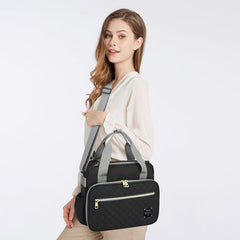 Portable Argyle Hand Diaper Bag Canvas Satchel Bag Shoulder Bag