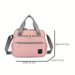 Portable Argyle Hand Diaper Bag Canvas Satchel Bag Shoulder Bag