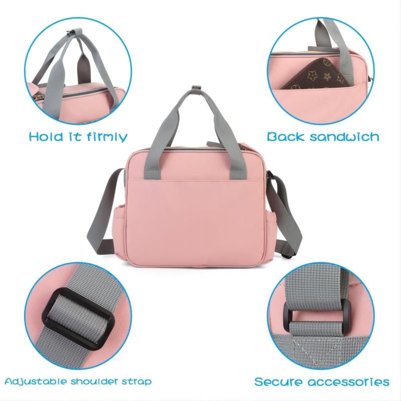Portable Argyle Hand Diaper Bag Canvas Satchel Bag Shoulder Bag