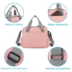 Portable Argyle Hand Diaper Bag Canvas Satchel Bag Shoulder Bag