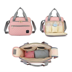 Portable Argyle Hand Diaper Bag Canvas Satchel Bag Shoulder Bag