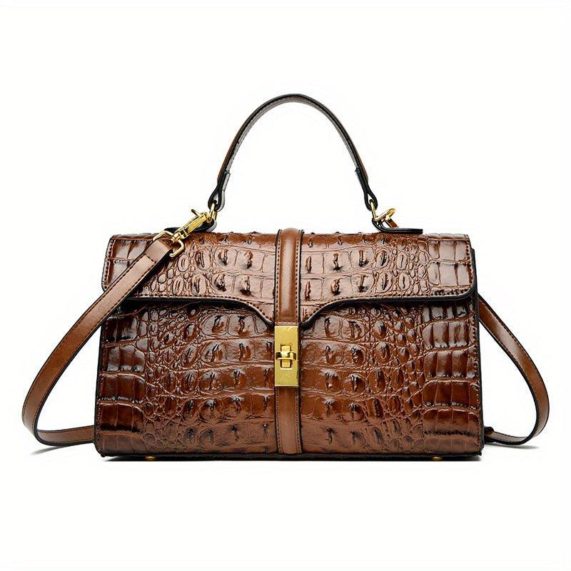 Crocodile Embossed Handbags Faux Leather Crossbody Bag