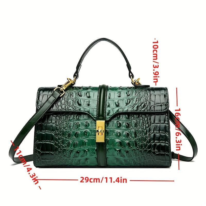 Crocodile Embossed Handbags Faux Leather Crossbody Bag