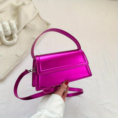 Neon Crossbody Bag Glossy PU Leather Handbags Small Flap Purse For Women