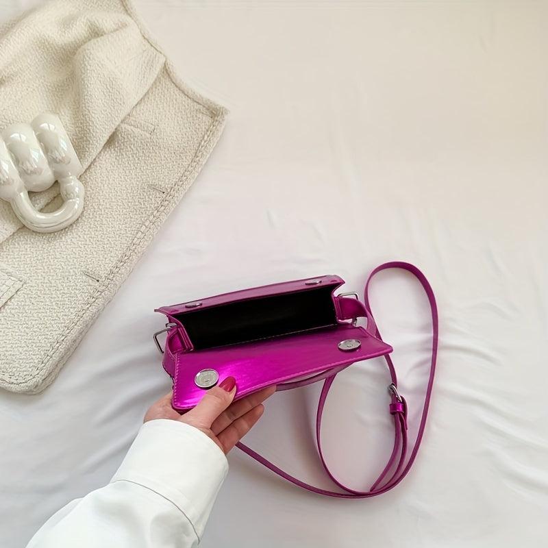 Neon Crossbody Bag Glossy PU Leather Handbags Small Flap Purse For Women