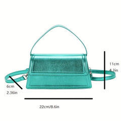 Neon Crossbody Bag Glossy PU Leather Handbags Small Flap Purse For Women