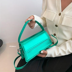 Neon Crossbody Bag Glossy PU Leather Handbags Small Flap Purse For Women