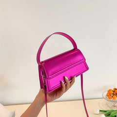 Neon Crossbody Bag Glossy PU Leather Handbags Small Flap Purse For Women