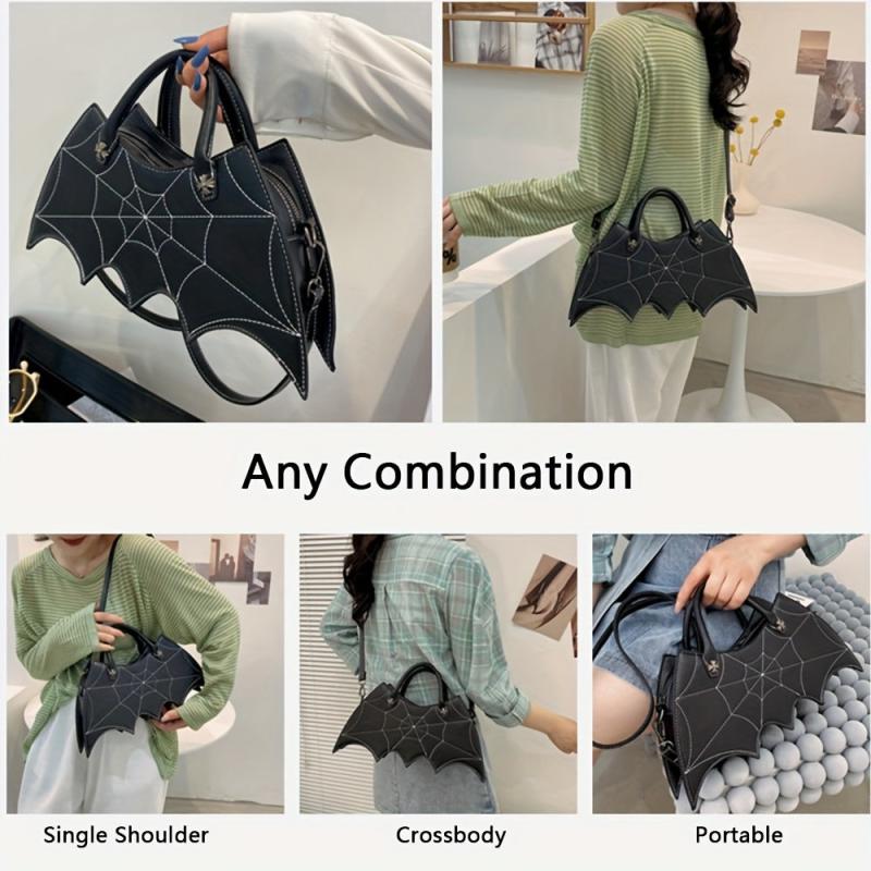 Gothic Embroidered Bat Shaped Bag