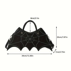 Gothic Embroidered Bat Shaped Bag