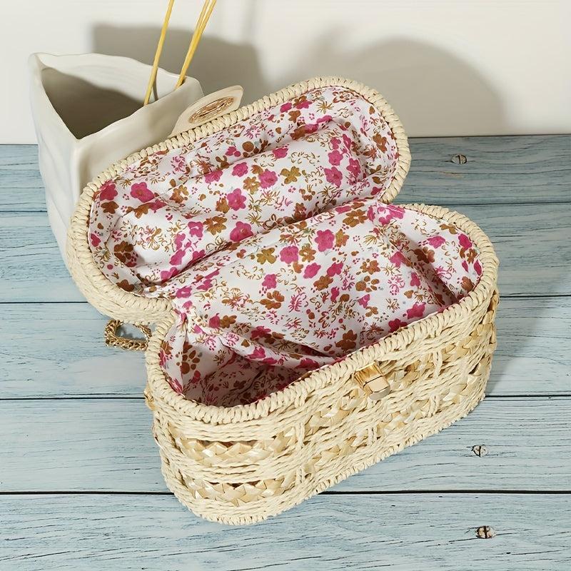 Straw Shoulder Bag Woven Solid Box Bag Crossbody Bag