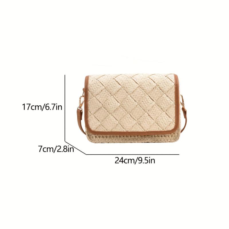 Minimalist Straw Square Shoulder Bag All Match Crossbody Purse