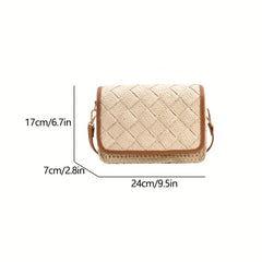 Minimalist Straw Square Shoulder Bag All Match Crossbody Purse