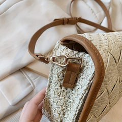 Minimalist Straw Square Shoulder Bag All Match Crossbody Purse