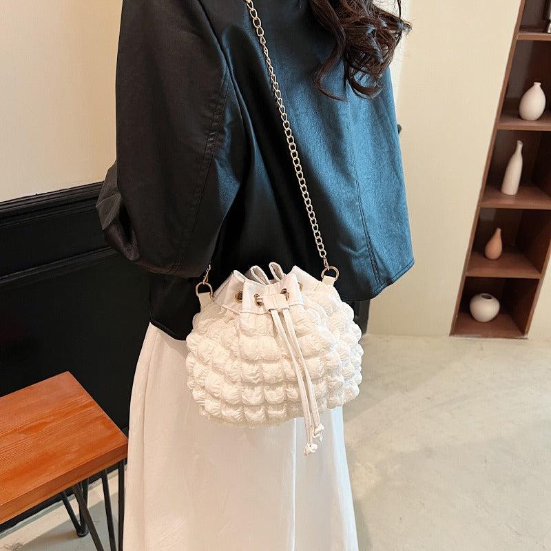 Cloud Ruched Bucket Bag Chain Crossbody Shoulder Purse