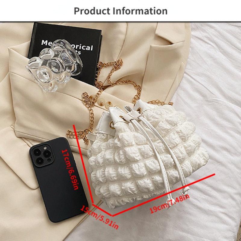Cloud Ruched Bucket Bag Chain Crossbody Shoulder Purse