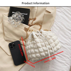 Cloud Ruched Bucket Bag Chain Crossbody Shoulder Purse